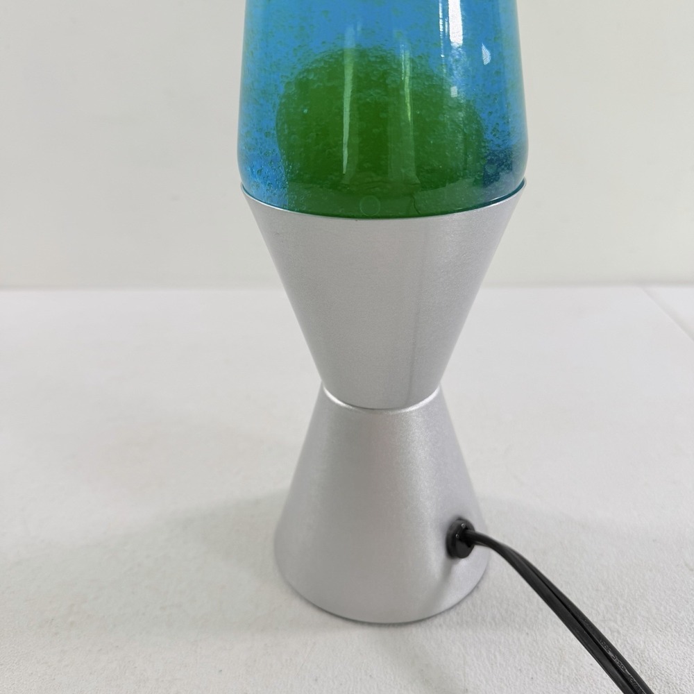 Lava Lamp Model 2124 Silver Blue Liquid Green Wax Motion Lamp 14.5" Tested Works - Picture 5 of 13
